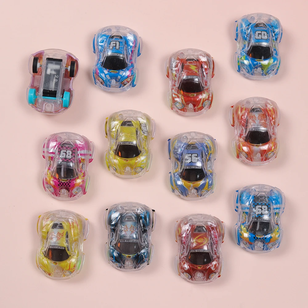 15Pcs Cartoon Transparent Pull Back Car Toy Kids Party Favors Birthday Party Small Gift Giveaway Pinata Fillers Classroom Prizes