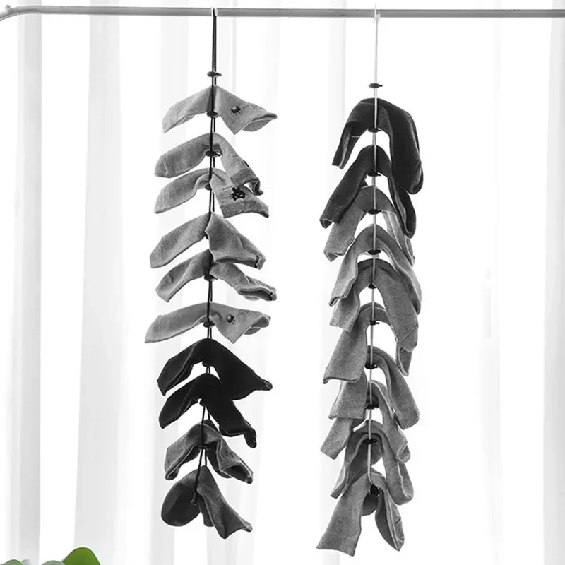 Home socks hanging rope creative multi-function washing clothes basket net washing socks drying socks rack Divider Dry Tools