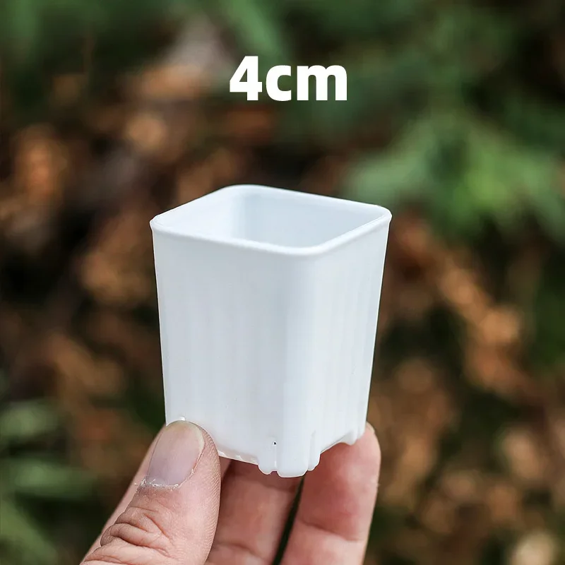 100Pcs 4cm Mini Thicken White/Transparent Square Flower Pot Seedling Cultivation Breathable Plant Succulent Pot Seed Tray