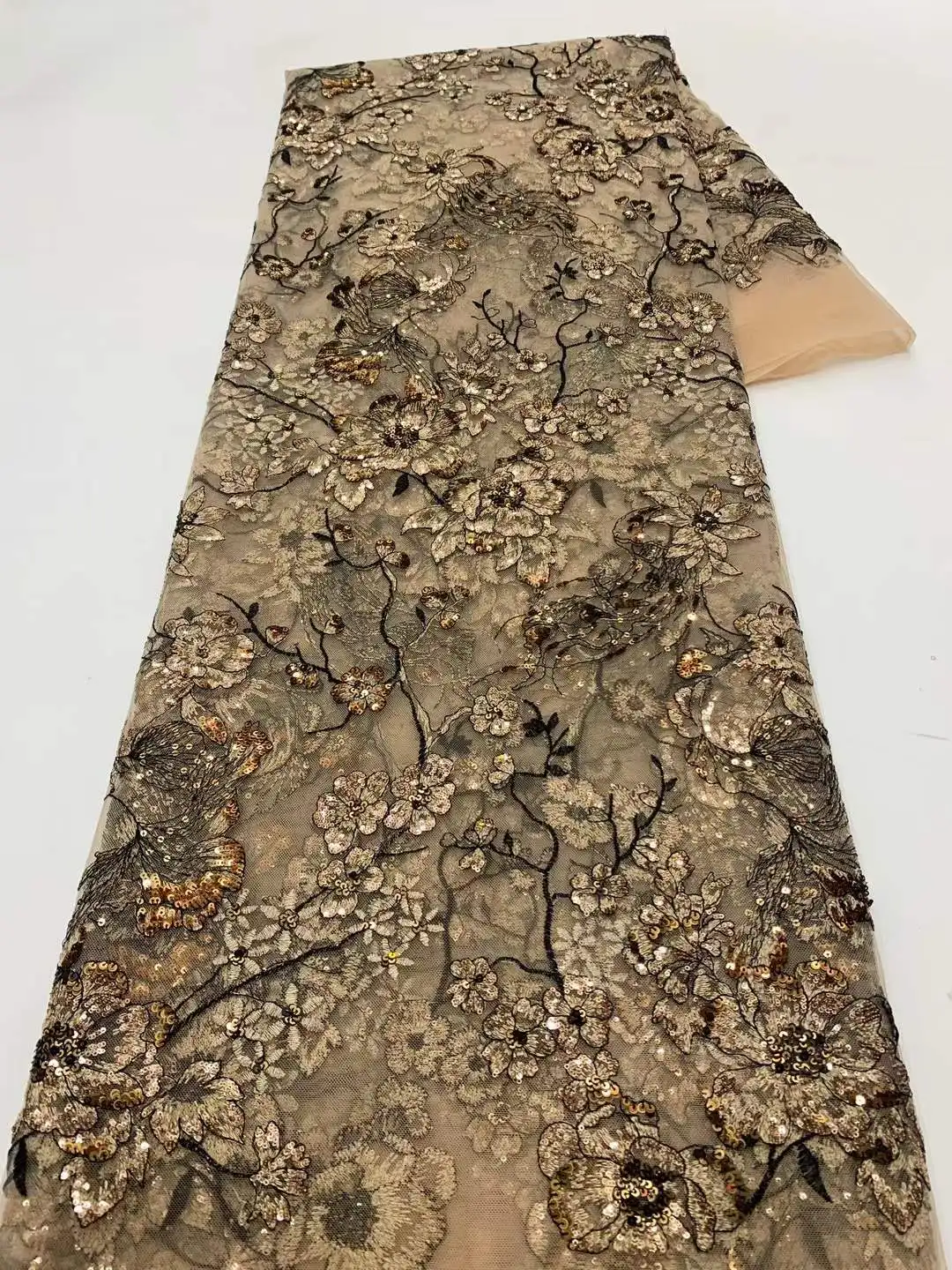 アフリカンビーズ新郎チュールレース生地 2025 高品質スパンコール刺繍フレンチチュールレース Nigeiran パーティードレス