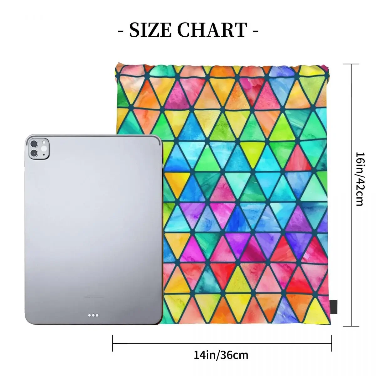 Małe tęczowe trójkąty akwarelowe na turkusowych plecakach torby ze sznurkiem sznurkiem kieszonkowa torba na książki