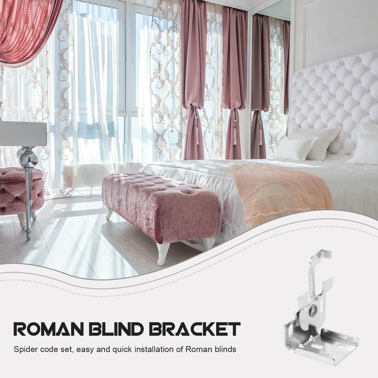 3Pcs Roller Blind Brackets Sturdy Metal Construction Easy Remove Curtain Side Mounting Bracket for Office Hotel Venetian Blind