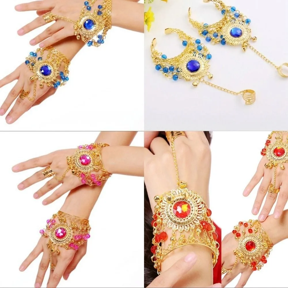 1pc/1pair Multicolors Indian Dance Performance Bracelet Free Size Fashion Belly Dance Costumes Diamond Bracelet