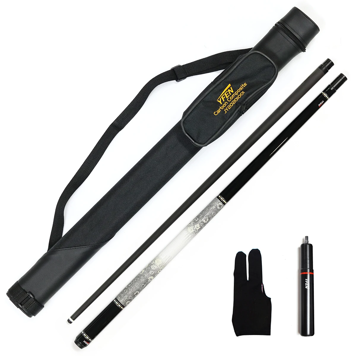 

High-end Yfen 58 Carbon Fiber Shaft 12.5mm/11.5mm 1/2 Billiard Club Kit with Club Housing, Extensions, Gloves