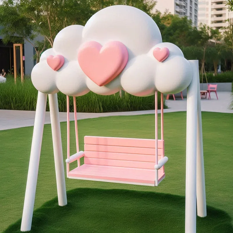 Outdoor beach love cloud swing fiberglass seat scenic decorative landscape ornament