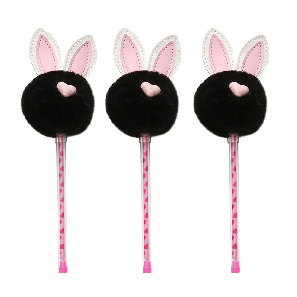

3Pcs 0.5 Black Pen Signature Pen Creative Neutral Pen Rabbit Ear Neutral Pen Stationery(Black)