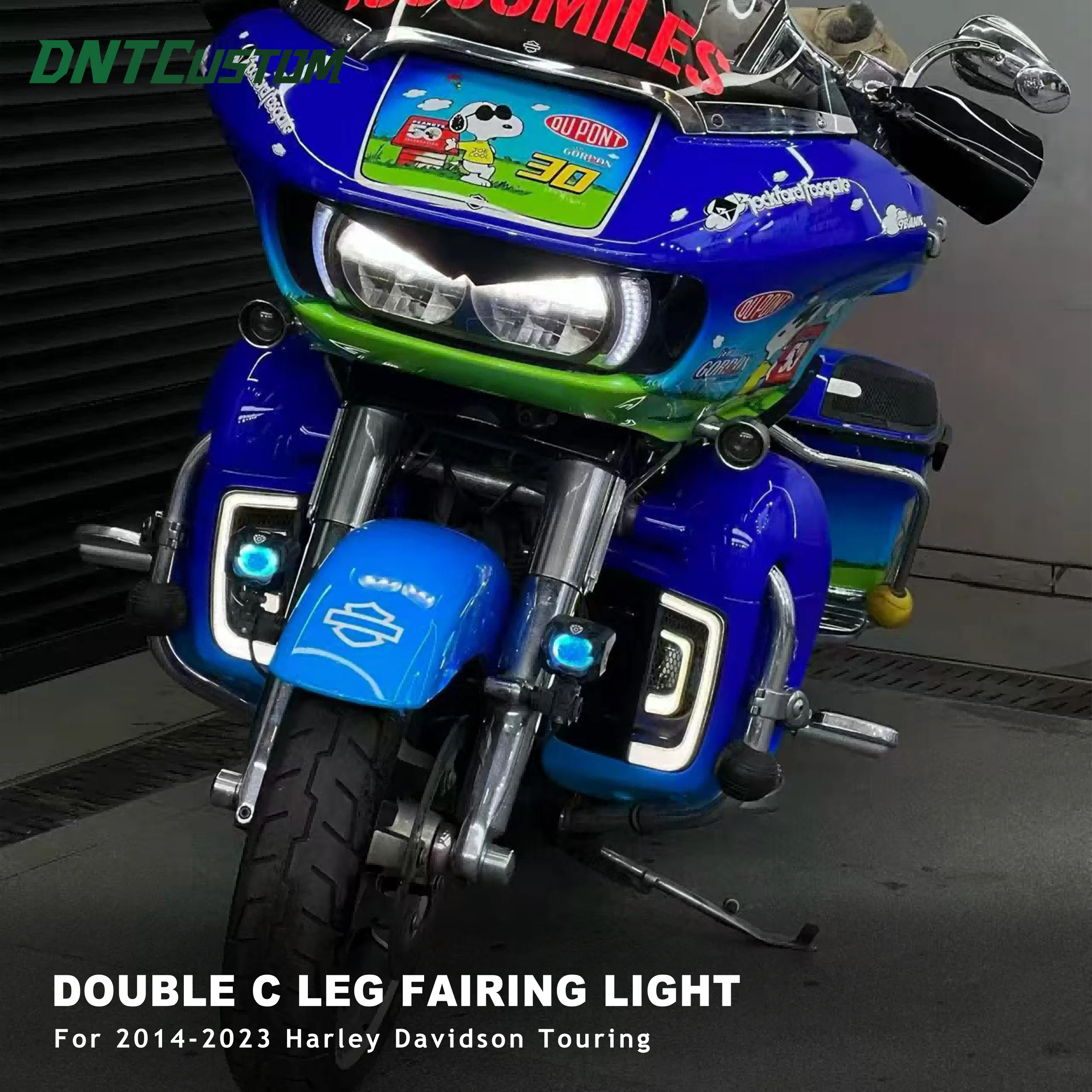 DNTCUSTOM Double‑C Style LED Leg Fairing Light Turn Signal Daytime Running Light For 2014‑2023 Harley Davidson Touring