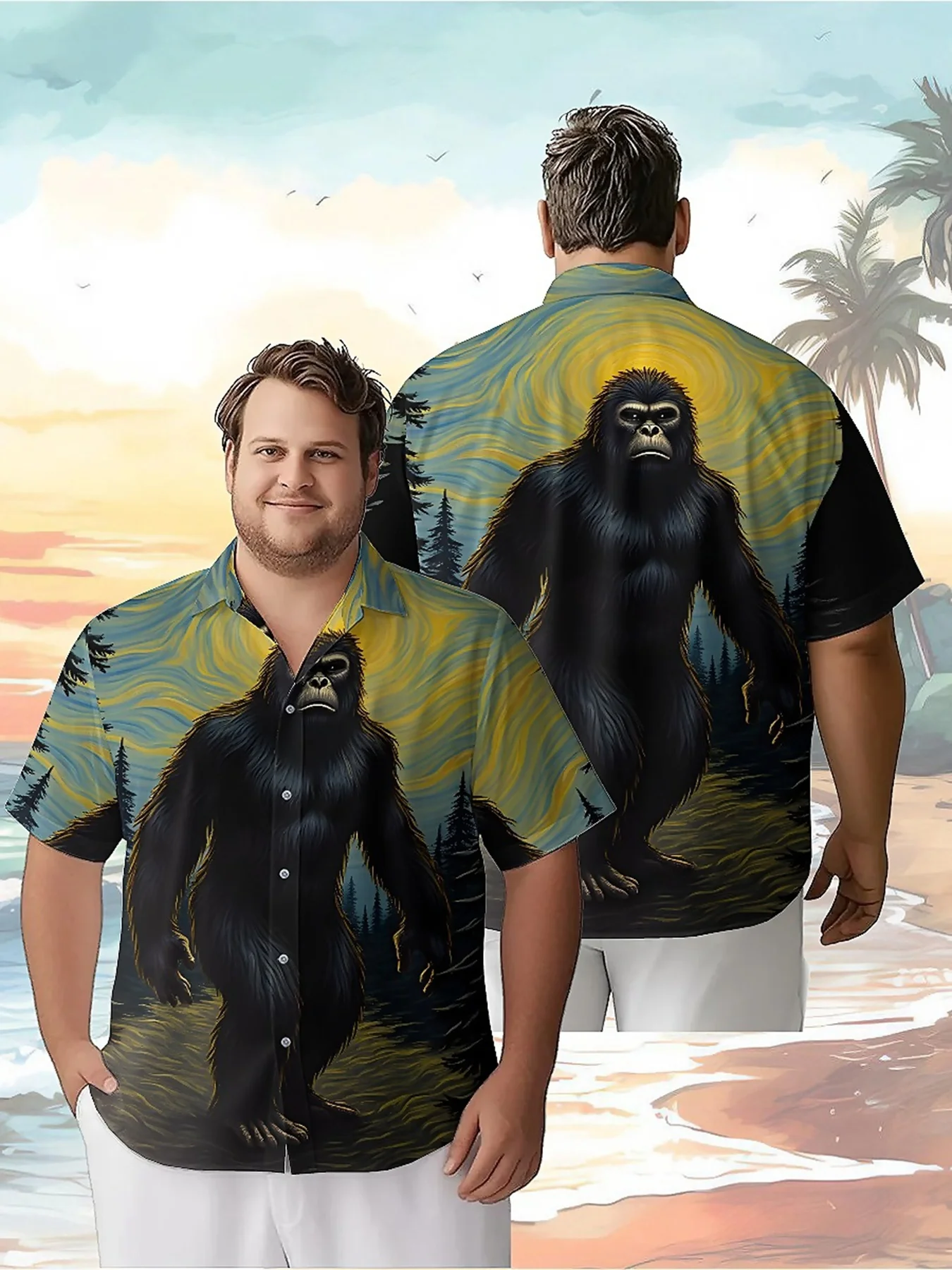 

Men's Plus Size Hawaiian ShirtsMysterious Forest Giantpattern,New in Summer Fashion Tops,Hip Hop Rock Streetwear