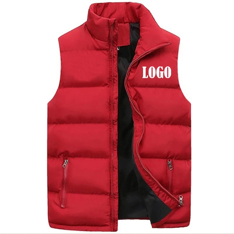 Giubbotto da uomo personalizzato giacche calde senza maniche cappotto invernale con cerniera autunno colletto rialzato gilet Casual abbigliamento di marca