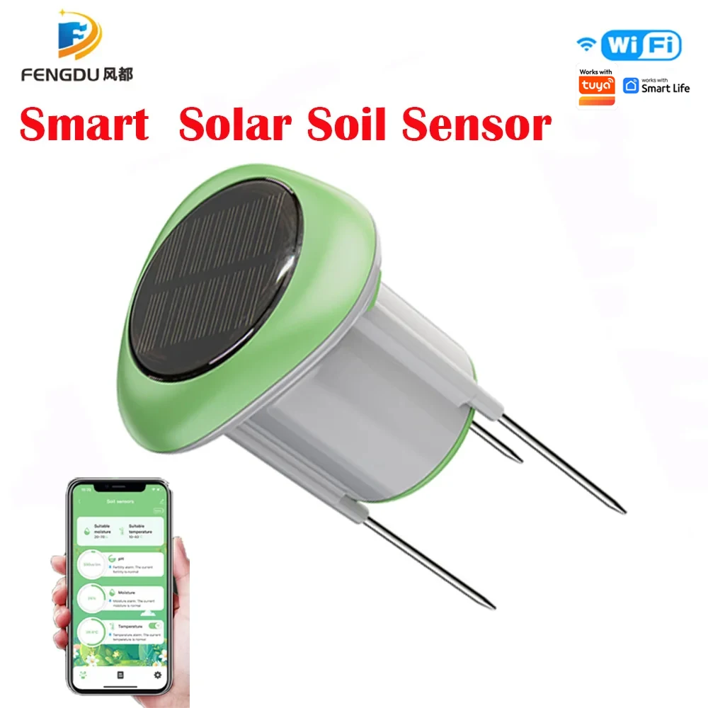 

Tuya Smart WiFi Soil Sensor Solar Powered Planting Temperature and Humidity Meter IP66 Wireless Soil Tester Turf Gardening