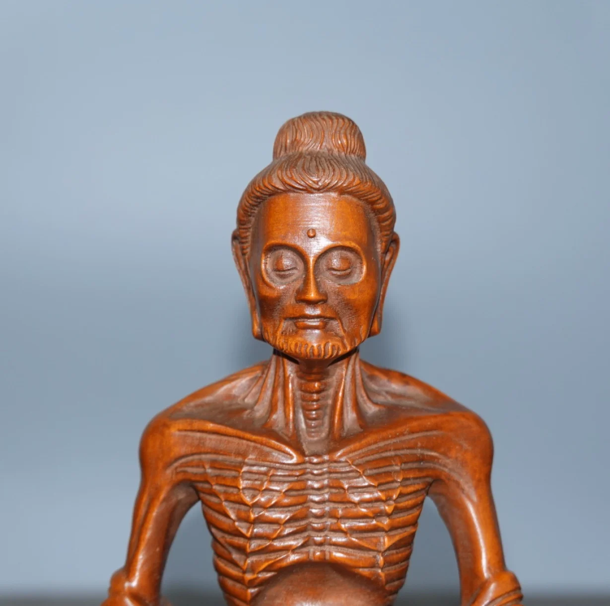 Wooden Sculpture Decor Ascetic Buddha Handcarved Wood Carving Figurine Oriental Tranquility Devotion Enlightenment Perseverance