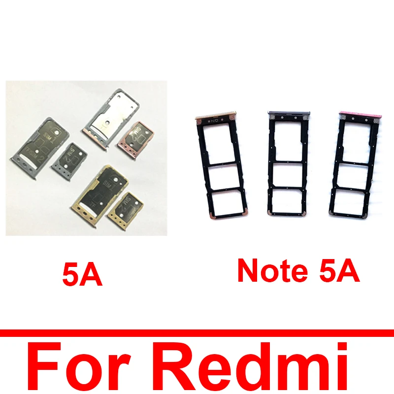 & Sim Card Tray For Xiaomi Redmi Hongmi Red Rice Note 5A SIM Card Reader Socket Holder Adapter Replacement Patrs