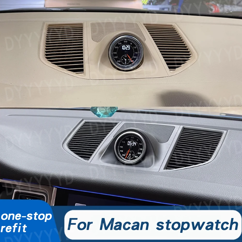 For Porsche Macan Sports Chrono Stopwatch 14-23 95B Dash Clock Watch Instrument Panel Dashboard Compass Car Interior Accessories