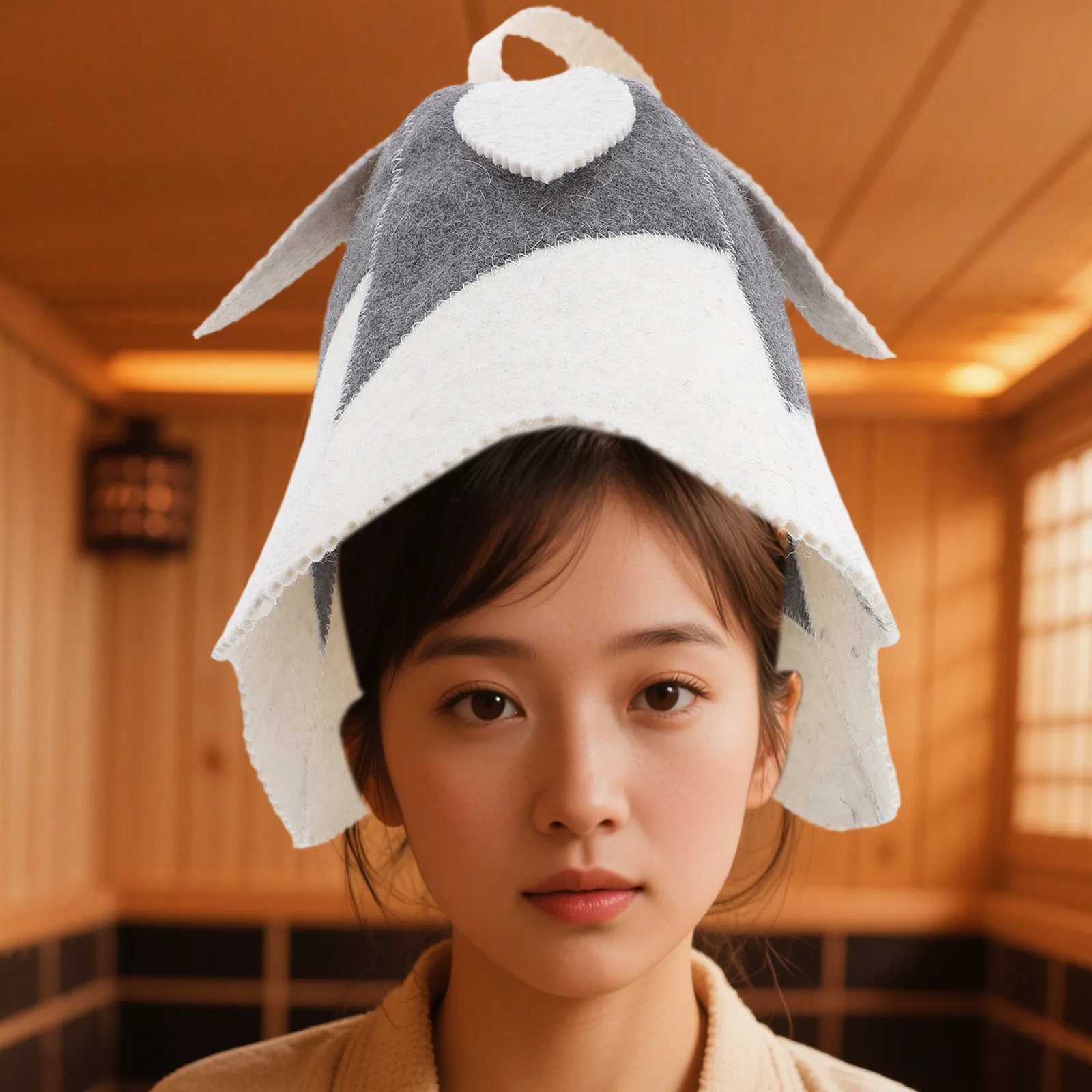 Sauna Hat Leaf Shape Soft Felt Absorbent Heat Insulating Cap for Steam Room Sauna Bath Spa Hair Protection Portable Lightweight