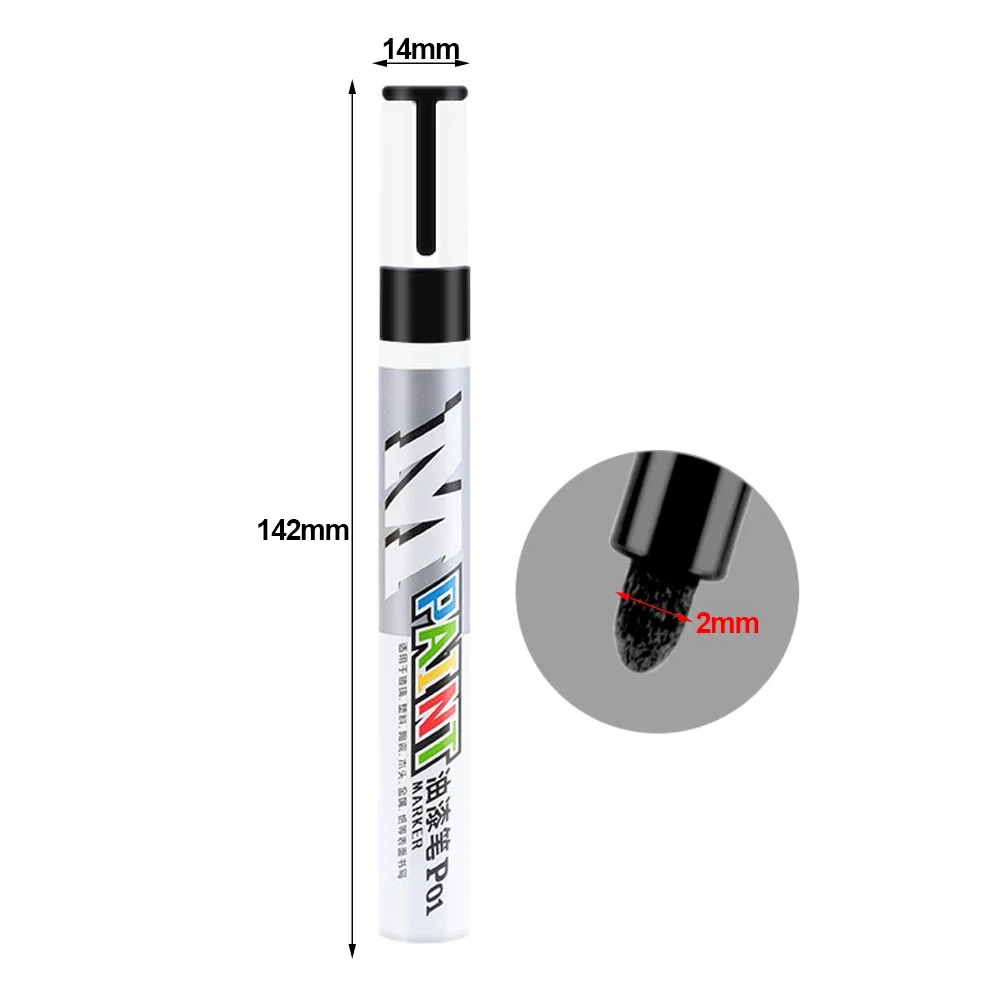 Car paint scratches repair brush pen waterproof water paint marker pen car tire tread care automotive black white red silver