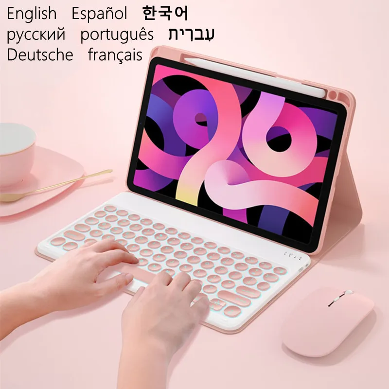 

For iPad 2022 10 Generation Case Keyboard Spanish Russian Pencil Holder Cover for iPad 10 9 2022 10th Generation Teclado Cover