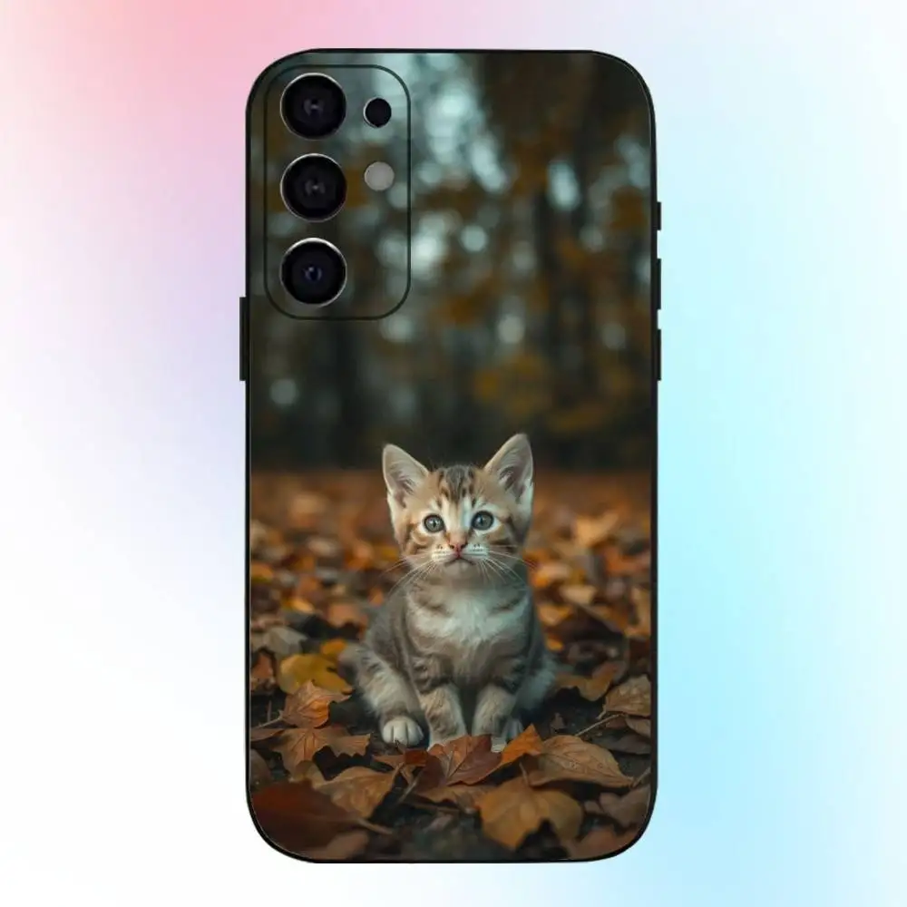 Etui na telefon z kotem tabby, urocze łapki, do Samsunga S25, S24, S21, S22, S23, S30, Ultra, S20, Plus, Fe, Lite, Note, 10, 9, 5G, czarne etui