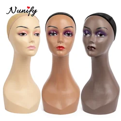 Nunify New Style Mannequin Head Without Shoulder Wig Display Manikin Head With Makeup Dark Brown Female Wig Display Stand