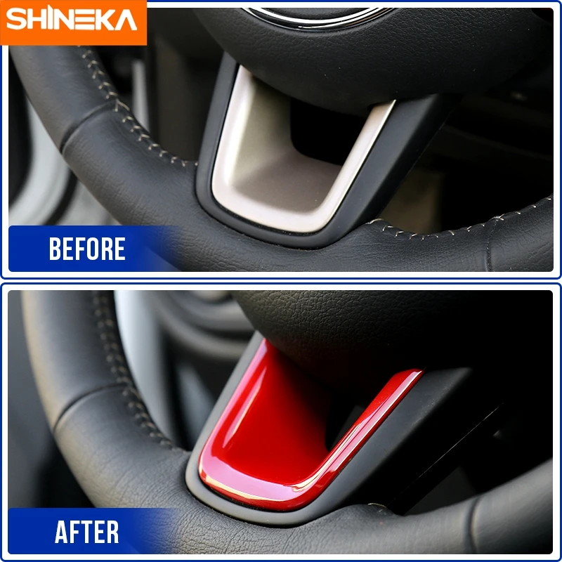 SHINEKA ABS Car Steering Wheel Decoration Cover Trim For Jeep Compass 2017-2020 For Jeep Renegade 2015 Up Interior Accessories
