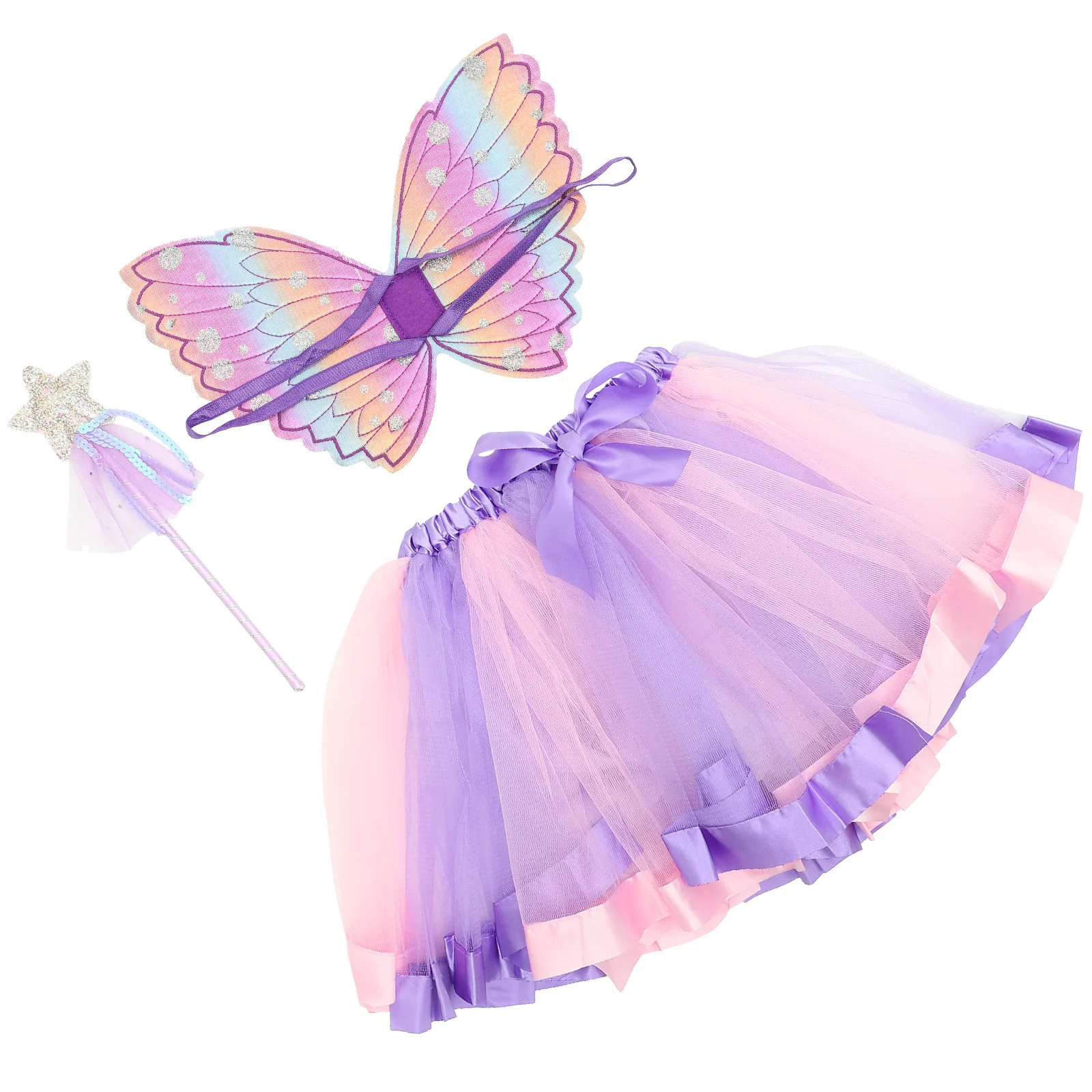 1 set costume da fata angelo per 2-6 anni festa di Halloween bella bacchetta ala volante abiti cosplay costume da angelo