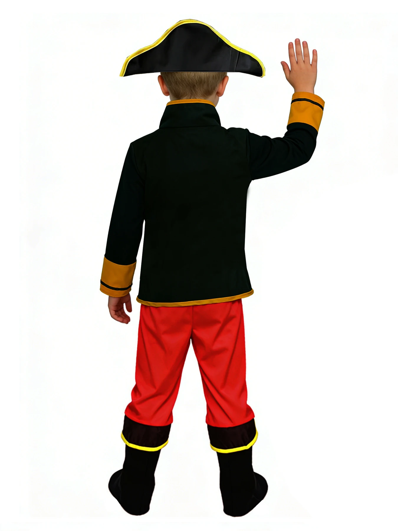 Kids Boys Cartoon Pirate Character Costume Set with Top Hat Pants Eyepatch Vest Belt - Carnival Party Dress up Clothing