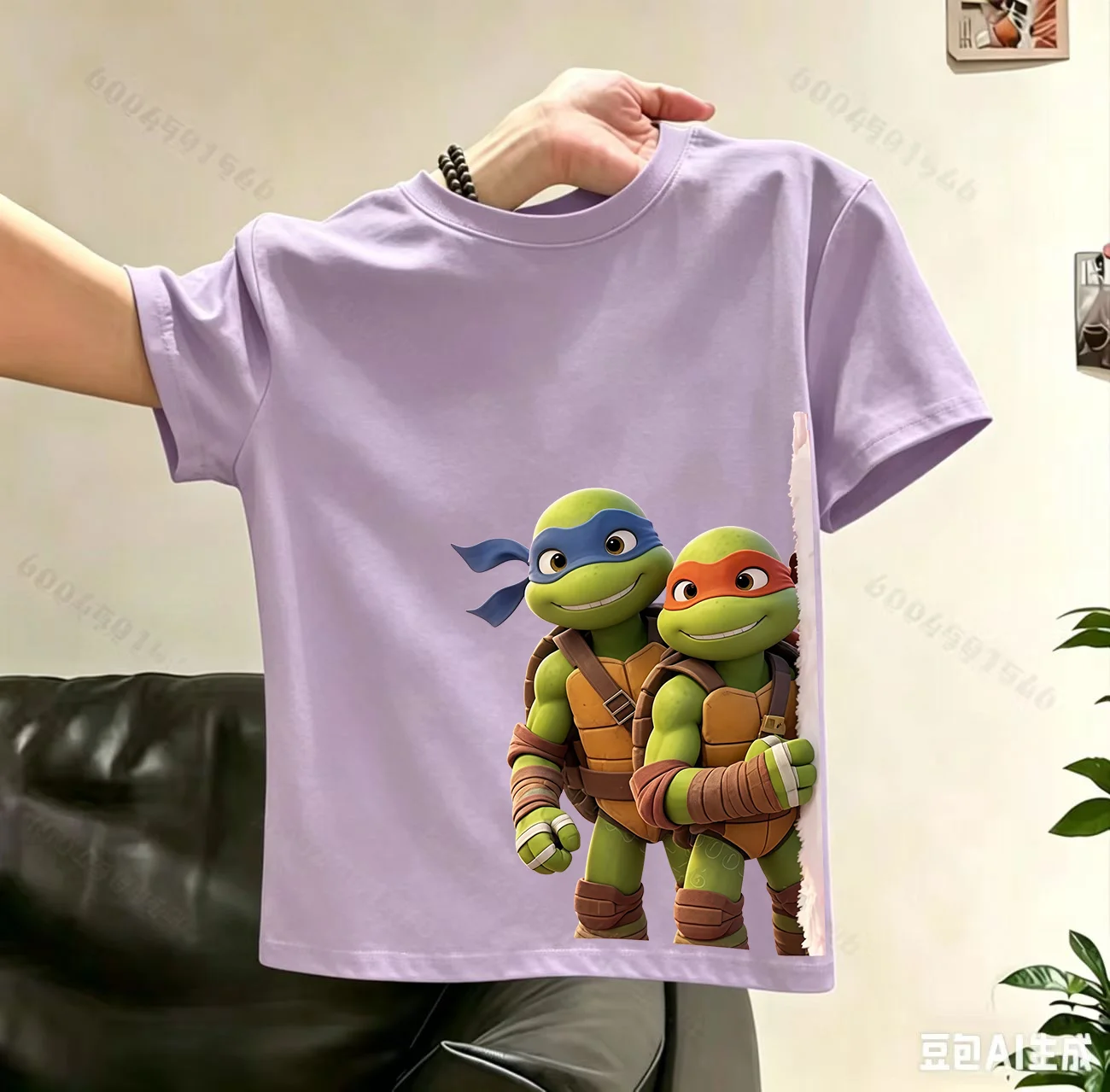 Ninja Turtles Children's Short-Sleeved Summer New Style Boys and Girls Cartoon Print T-Shirt Pure Cotton Breathable Top - view 3