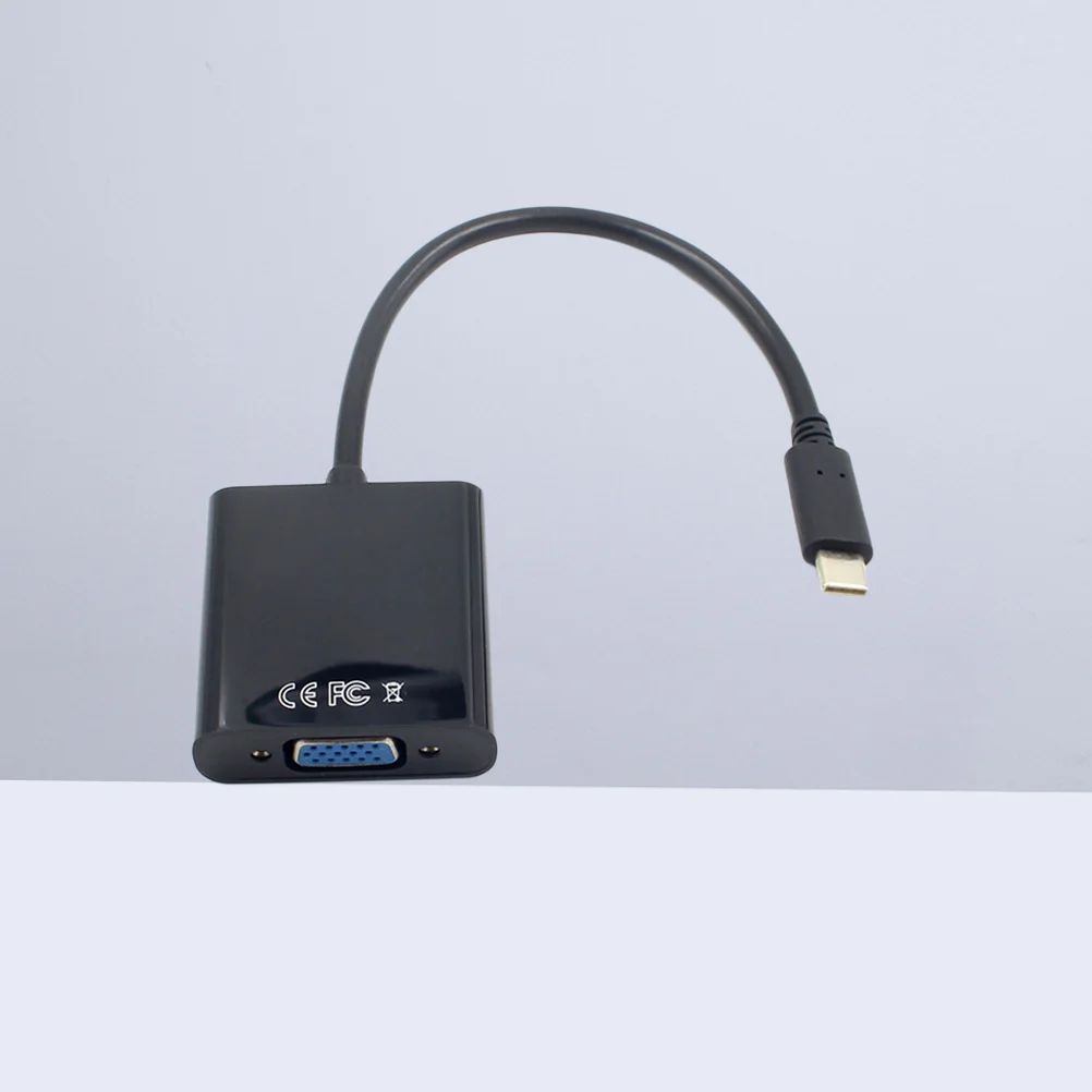 كابل USB 3.1 من النوع C إلى Vga 1080 بكسل لجهاز عرض شاشة Hdtv موصل معزز أسود لا حاجة إلى سائق