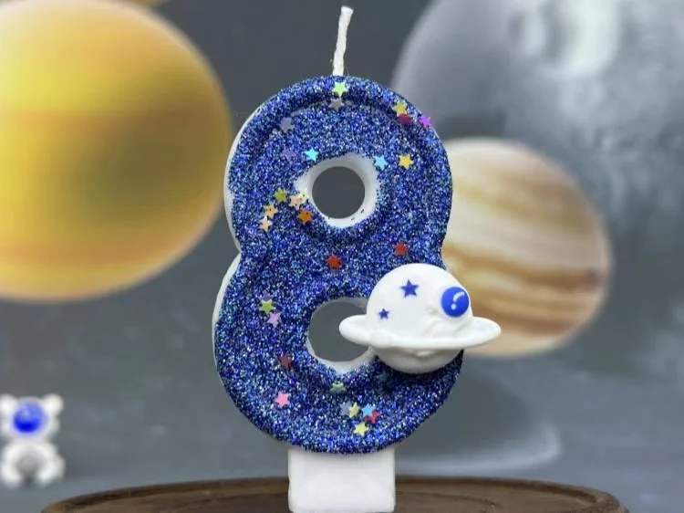 DIY Planet-Thema Raumschiff 0-9 DIY digitale Kerze Dunkelblaue Geburtstagskerze Weltraum-Thema Party-Kuchendekoration – Detail 18