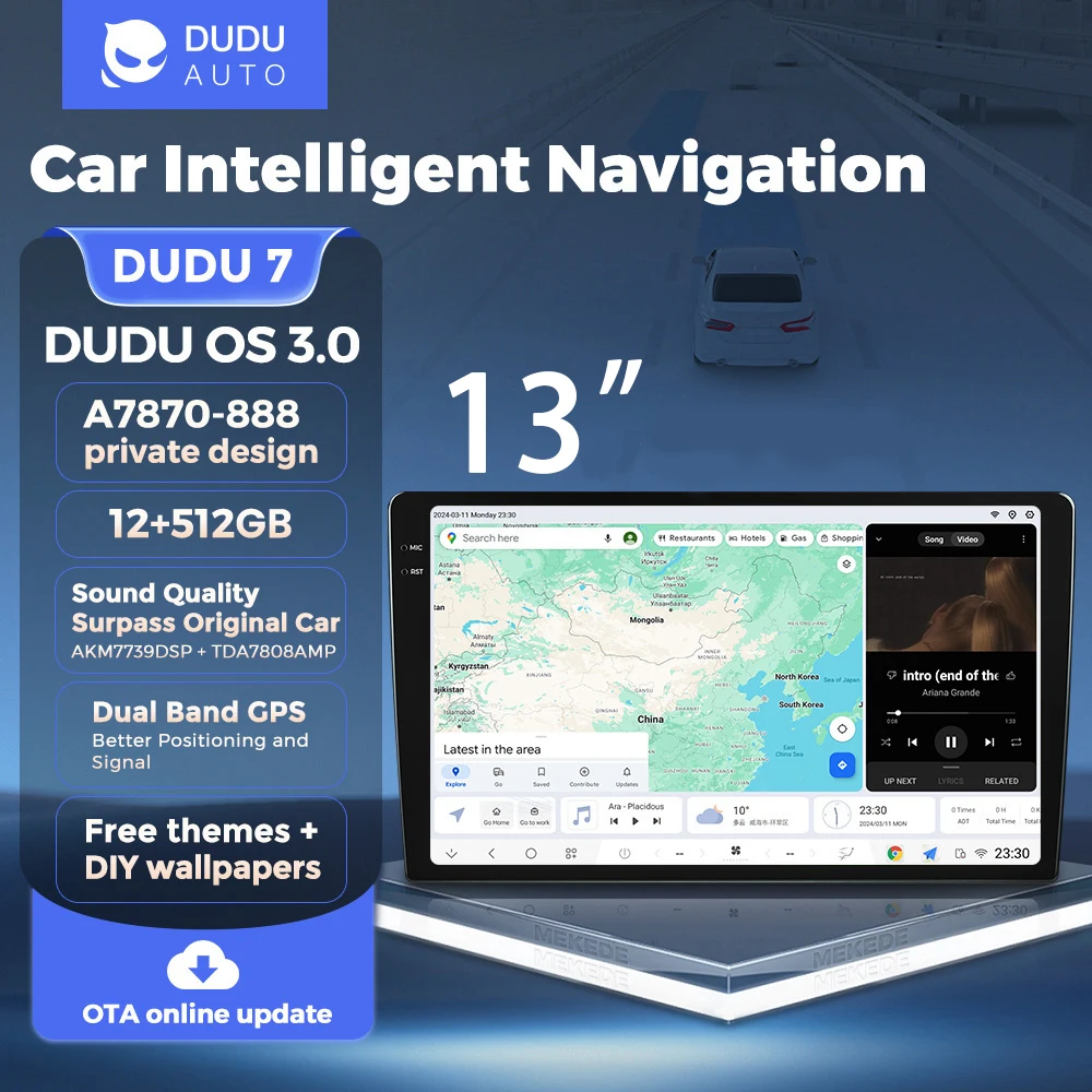 DUDUAUTO 13 inch 2 Din 2K Android13 Car Radio Multimedia Video player suitable for Universal car Hyundai Honda Kia Nissan Ford