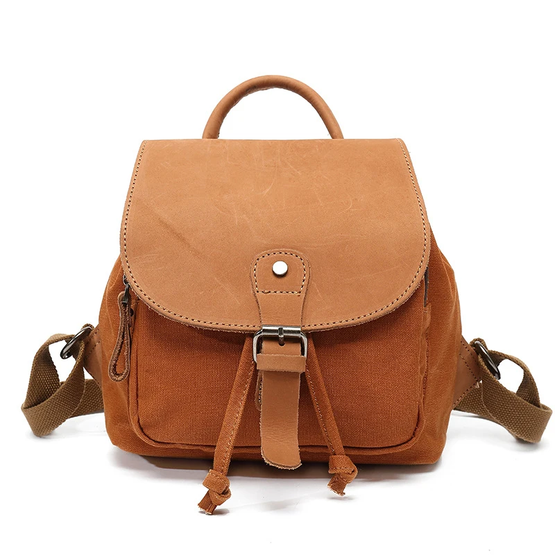 Ladies casual shoulder waterproof rucksack handbag small solid color