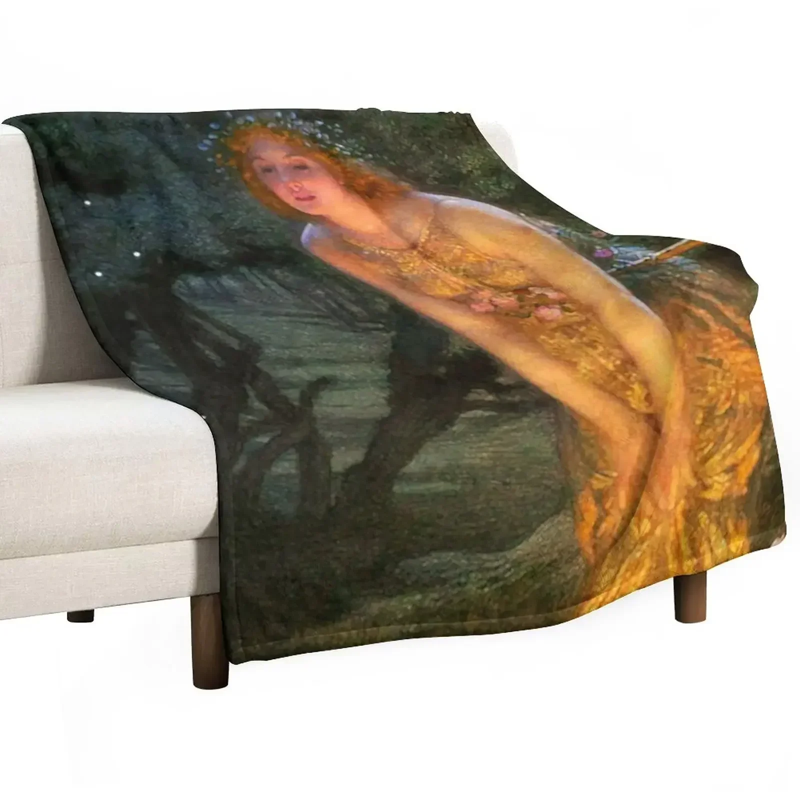 Midsummer eve - Edward Robert Hughes Throw Blanket Softest Decorative Sofas blankets and throws Decorative Sofa Blankets