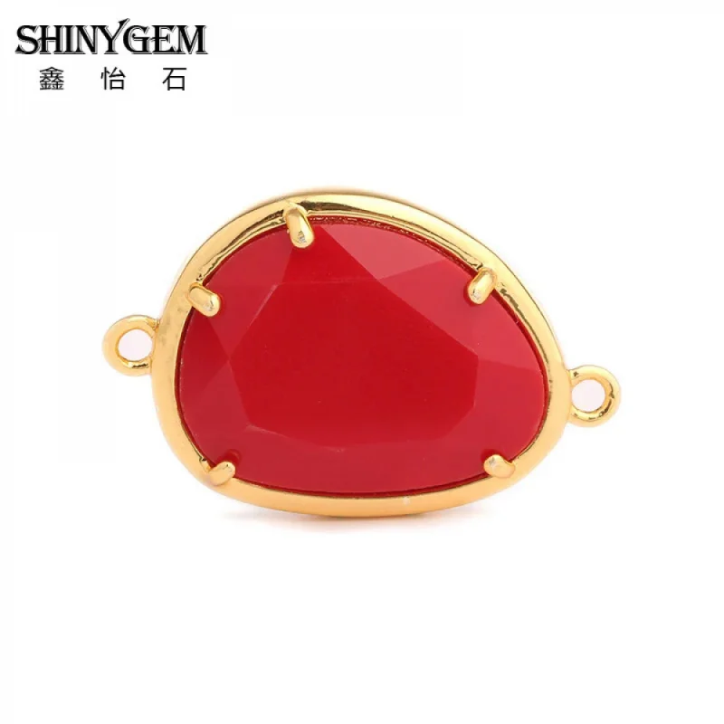 

ShinyGem Simple Gold Charm Bangle & Bracelet with Faceted Pendant & Red Crystal Connector Dropshipping luxury bracelets