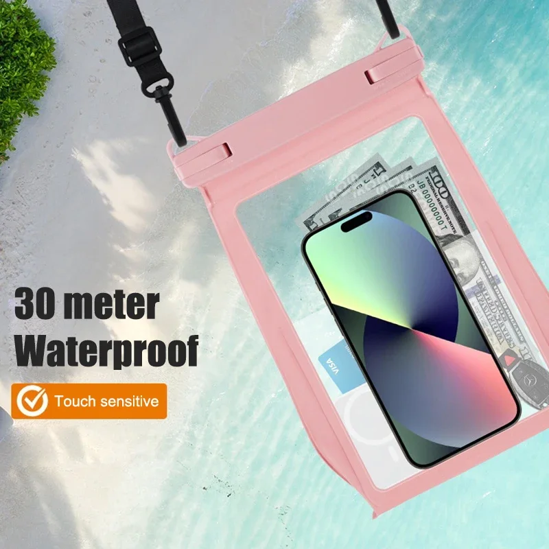 เคสโทรศัพท์กันน้ำ IPX8 เหมาะสำหรับว่ายน้ำสำหรับอุปกรณ์ขนาด 8.2 นิ้วและการป้องกันกุญแจรถ