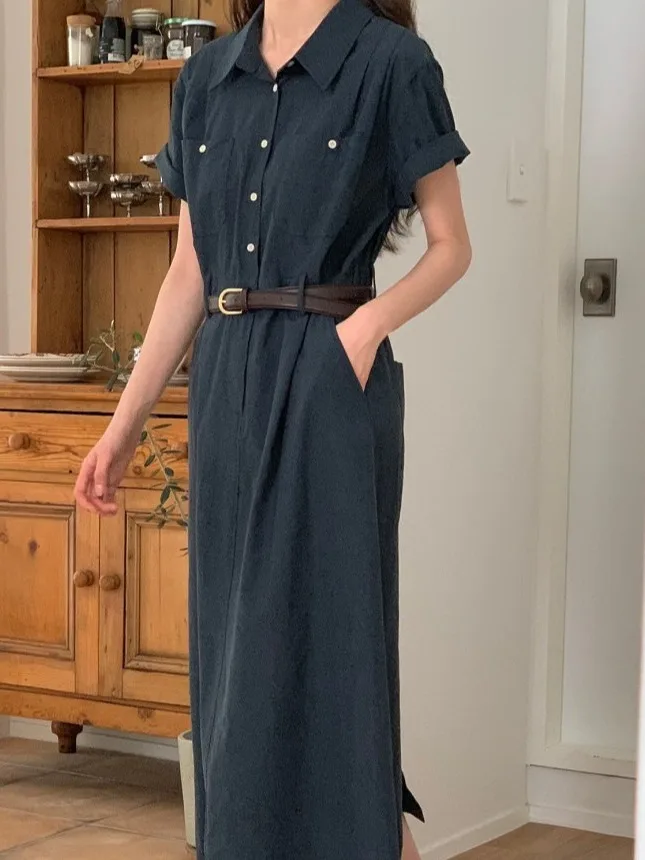 Neue Sommer Vintage Damen Dr Double ket Ba Split elastische Taille High-End-Sensation geeignet für verschiedene Eingriffe