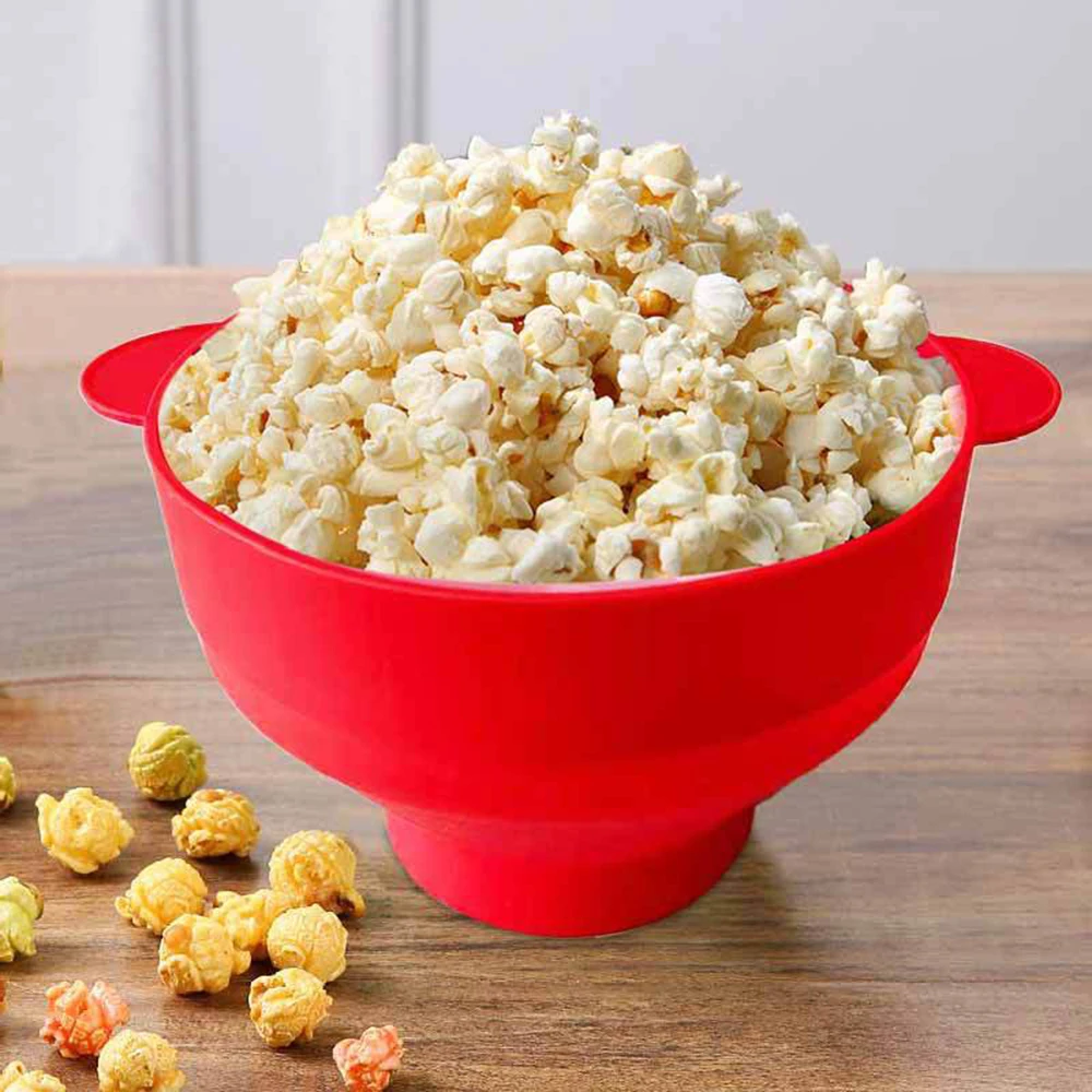 Microwave Silicone Popcorn Maker Food Grade Foldable High Quality Kitchen Easy Tools DIY Make Popcorn Bucket Bowl with Lid Bowls