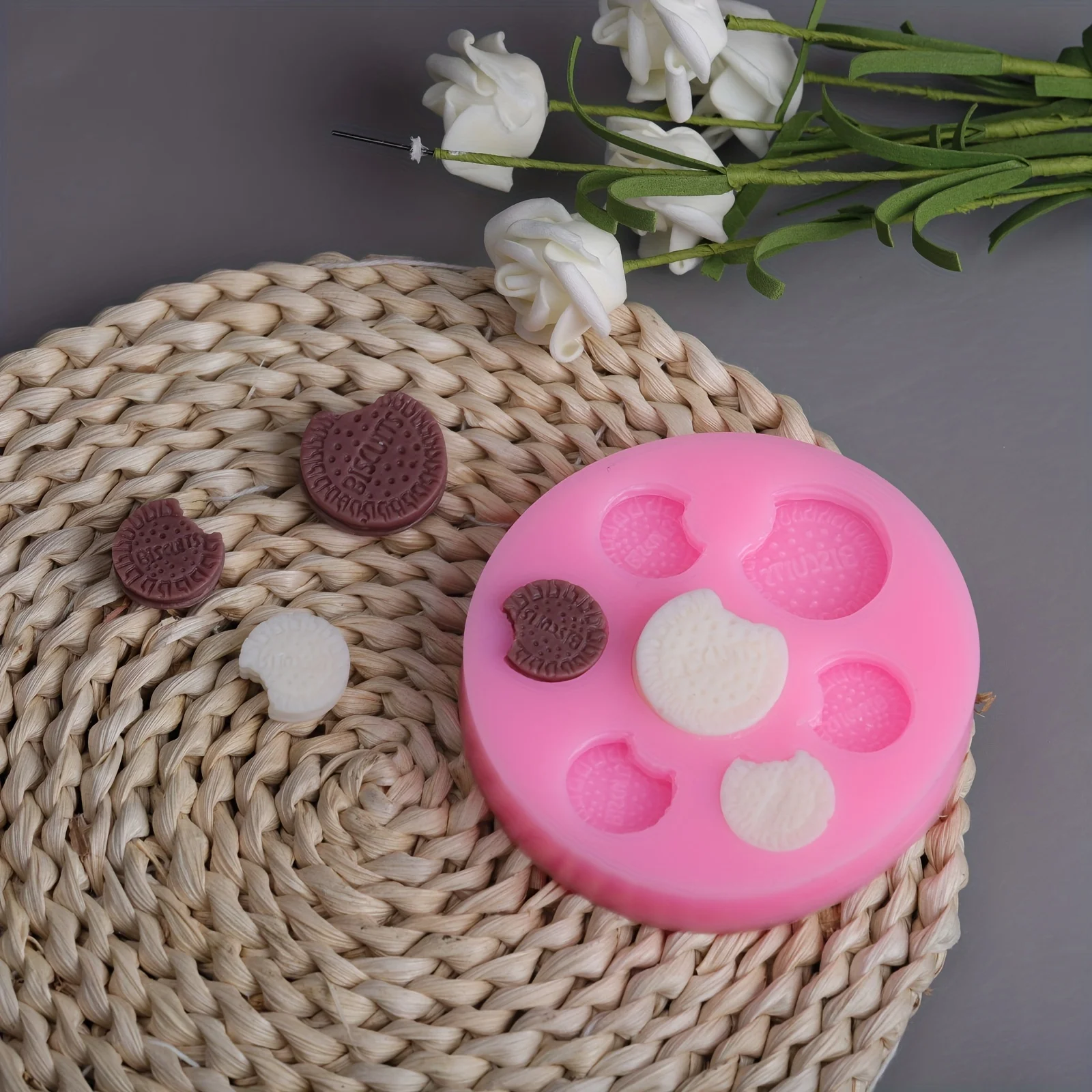 1 piece, aromatherapy candle silicone mold sandwich biscuit Oli biscuit baking cake flipping sugar mold