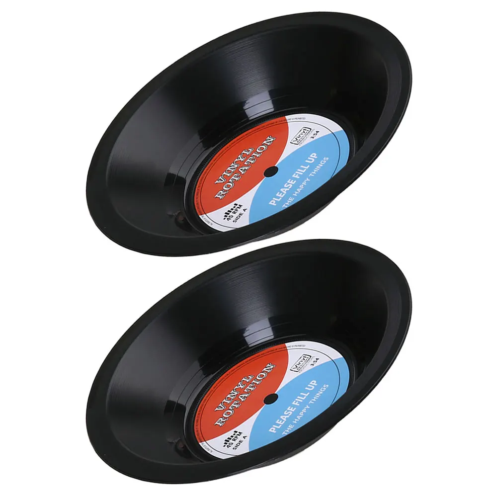 

2pcs Vinyl Record Storage Retro Design CD Fruit for Snacks Candies Decorative Charcuterie Bowls Dessert Display Stand Reusable