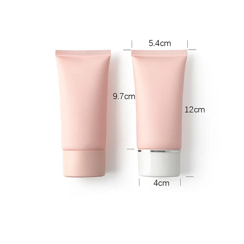 50ML X 50 Empty Matte Pink Flat Soft Tube Refillable Plastic Lotion Squeeze Cosmetic Packaging Facial Cream Screw Lid Containers