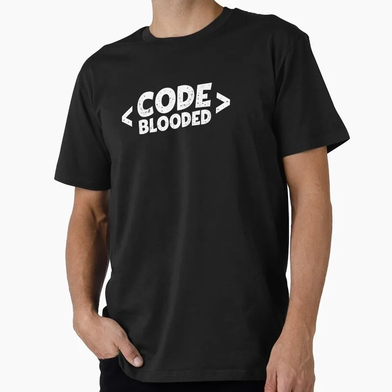 Code Blooded Program Humor Funny Graphic T‑Shirt for Programmer Software Engineers Geek IT Developer Fan Gift Tees S-6XL