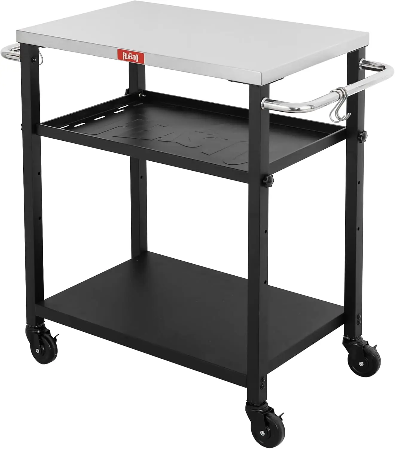 

Трехуровневая уличная тележка-гриль с регулируемыми полками, столешницей из нержавеющей стали и колесами для вечеринок на террасе и кемпинга