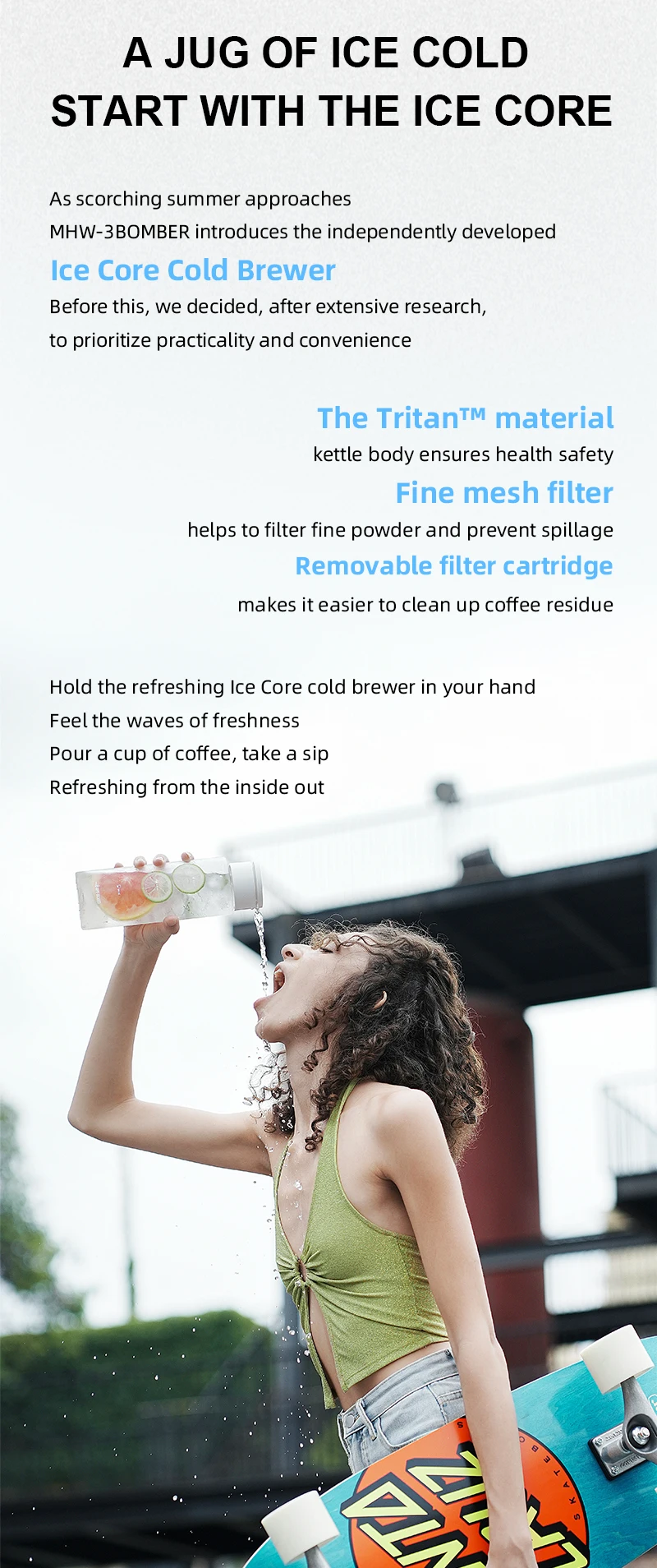 MHW 3BOMBER 1/2 Pack 600ML Cold Brew Coffee Maker Detachable Coffee Pot with Mesh Filter Home Barista Tool Portable Camping