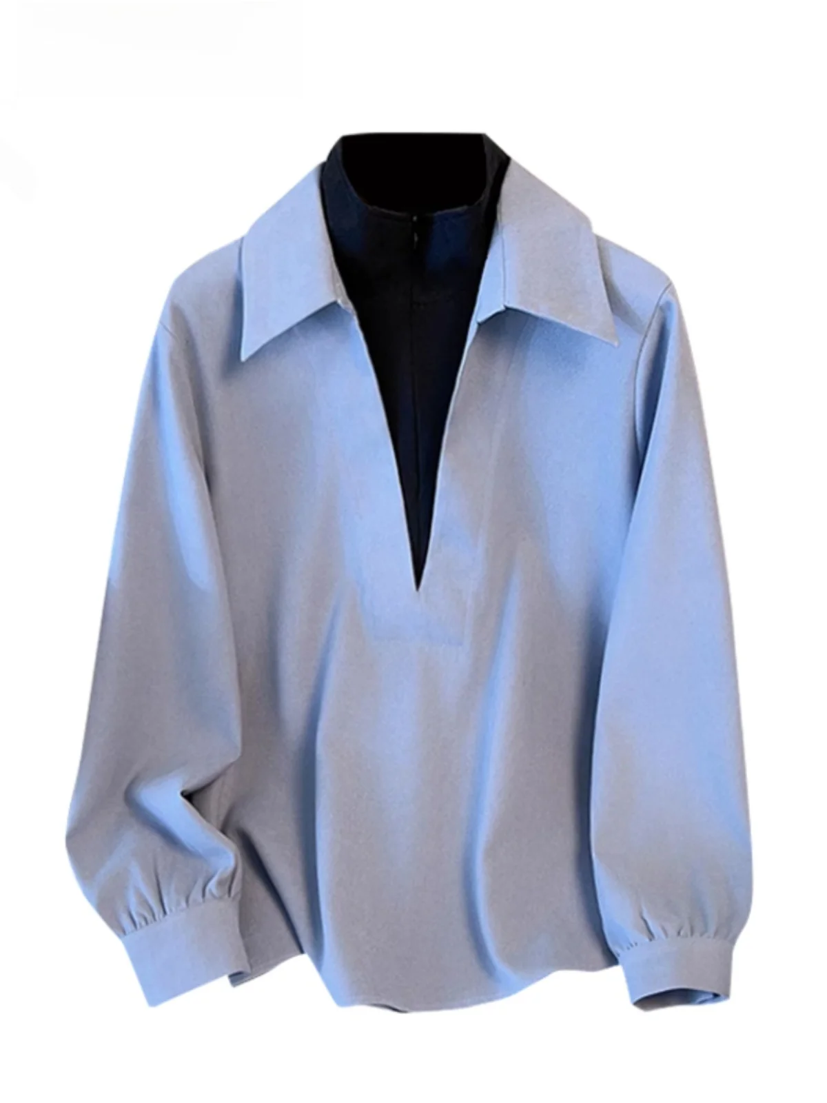 

Cara CLUB, большие размеры, высокий воротник, молния, женский повседневный топ премиум-класса Feel Long Sve, корейский Sle, весенне-осенняя одежда