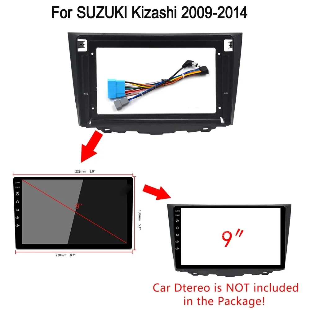 

Автомобильный мультимедийный радиоприемник, центральная консоль, панель, кронштейн, комплект рамки для SUZUKI Kizashi 2009-2014, автомобильное радио, 9-дюймовая панель экрана