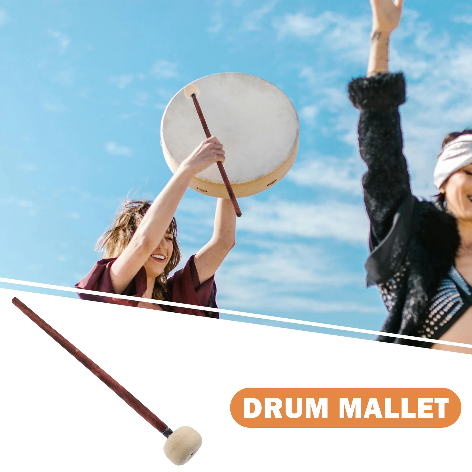 

2pcs Drum Mallet Tuning Hammer Percussion Stick Wood Handle Felt Head Large Bass Drumstick Practice Adult Beginner Professional