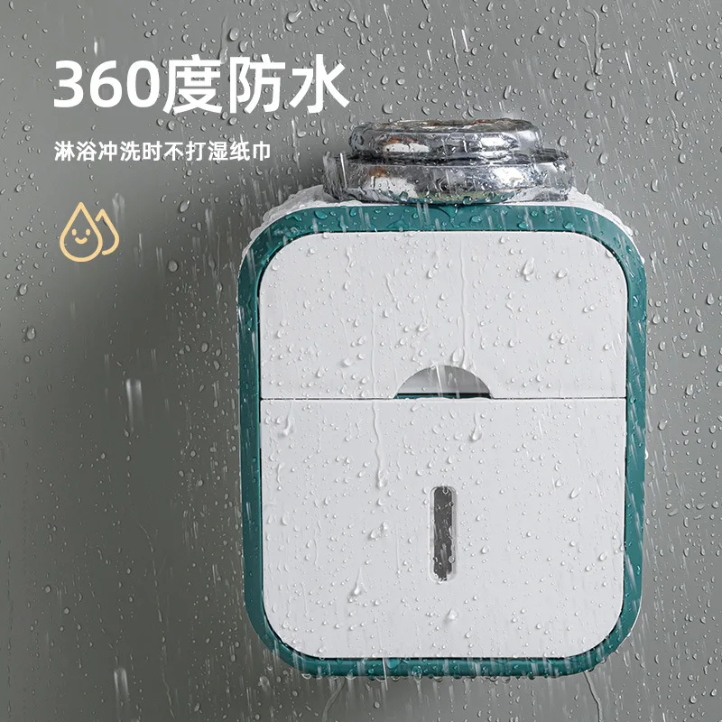 Toilet tissue box, wall mounted waterproof toilet paper box, punching free suction paper box, toilet roll paper storage rack