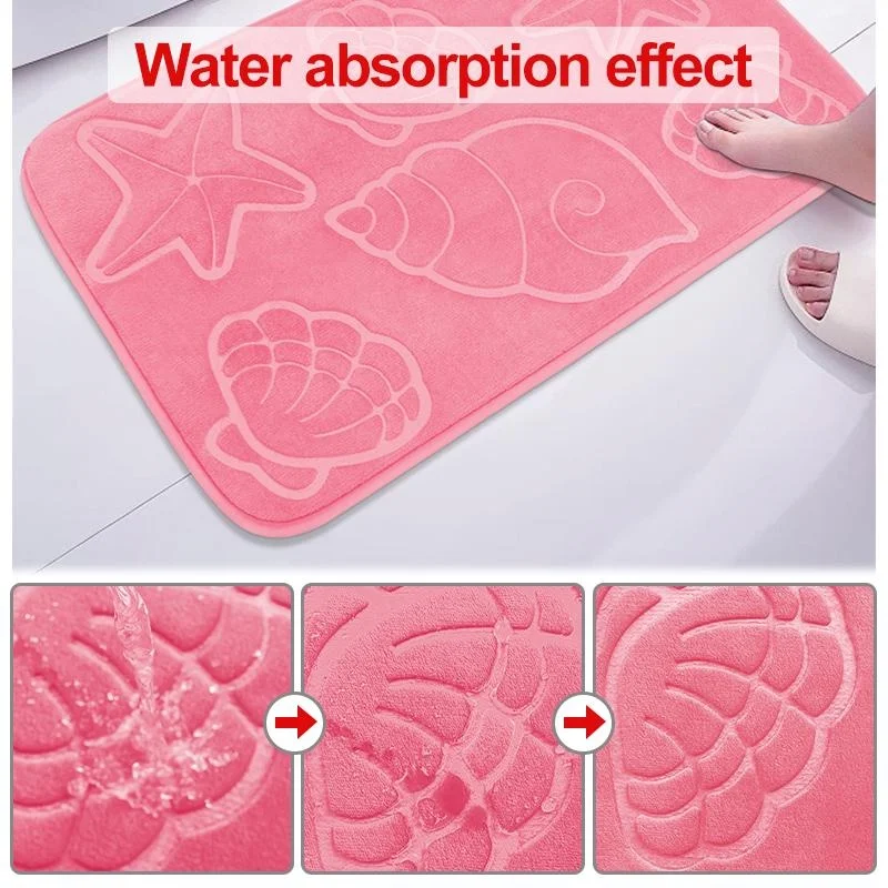 Thicken Non Slip Room Mats,Starfish Conch Print Bath Rug,Soft And Absorbent Foot Mat Shower Mat,Washable House Entrance Mat