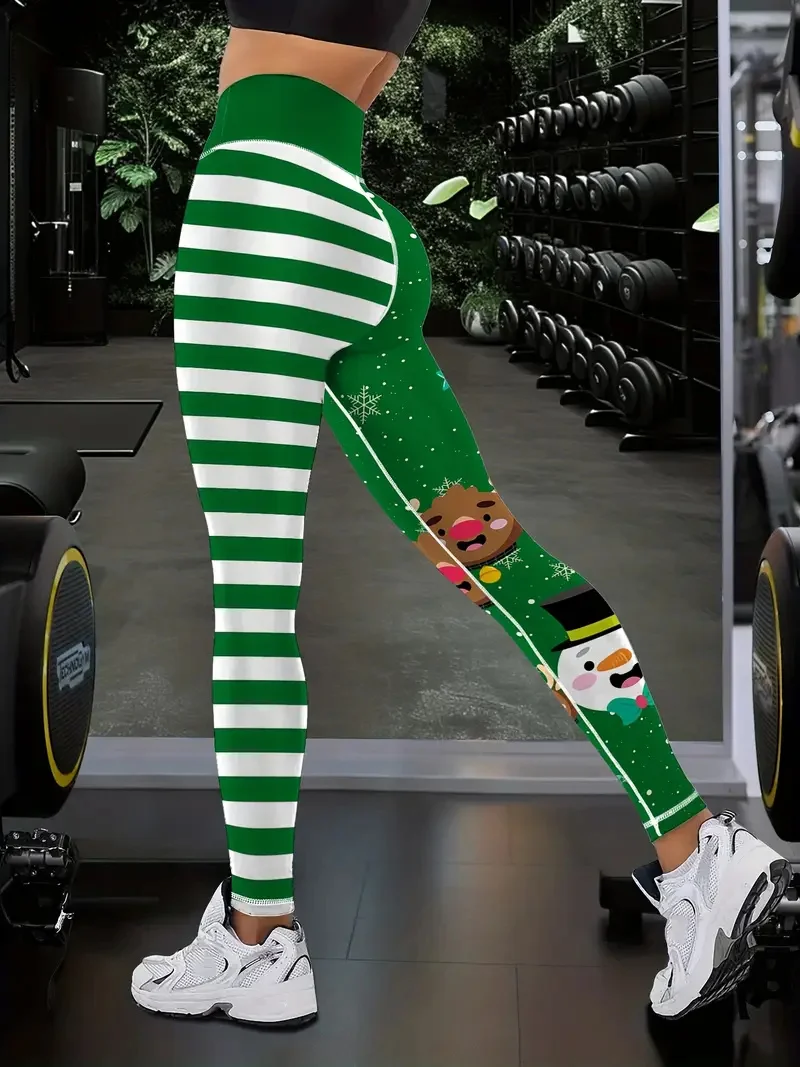 المرأة عيد الميلاد ثلج الرسم اليوغا السراويل أزياء عارضة الرياضة عالية الخصر طماق في الهواء الطلق الشارع تشغيل اللياقة البدنية بنطال مرن