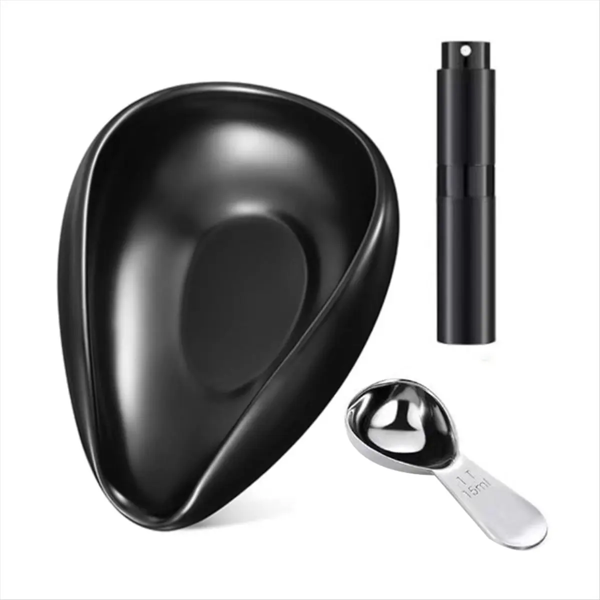 AT16 Coffee Bean Dosing Cup Spoon and Bottle Set, Espresso Coffee , Ceramic Single Dosing Tray for Coffee Black