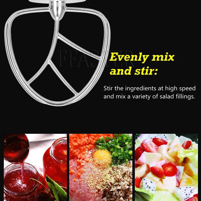 Electric Stand Food Mixer Stainless Steel Chef Machine 5L Bowl Cream Blender Knead Dough Cake Bread Whisk Egg Beater