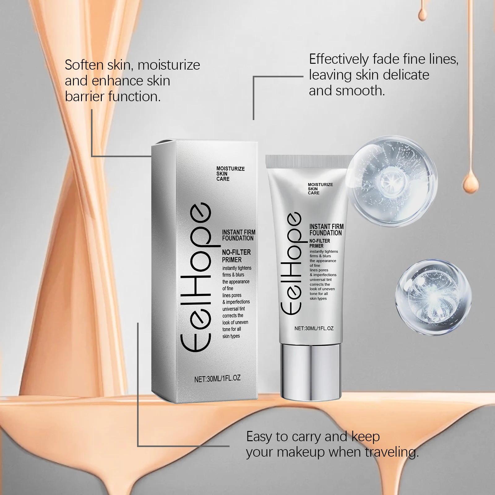 ファンデーション多機能軽量ブライトニングモイスチャライザーベースフェイスメイクアップマジックカラーチェンジングファンデーションコンシーラーファームスキン